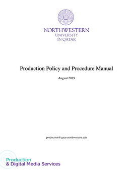 Production Policy and Procedure Manual