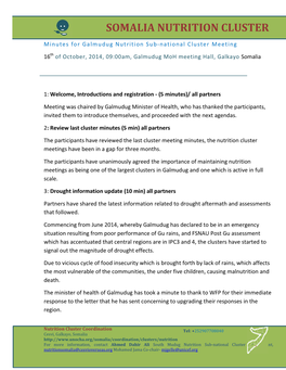 Somalia Nutrition Cluster