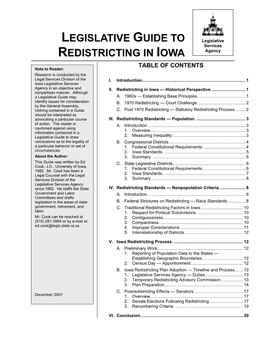 Legislative Guide to Redistricting in Iowa