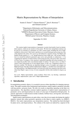 Matrix Representations by Means of Interpolation