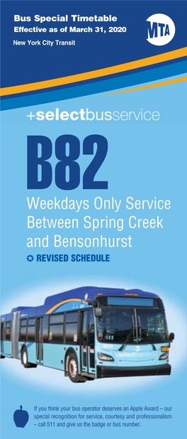 Weekdays Only Service Between Spring Creek and Bensonhurst J REVISED SCHEDULE