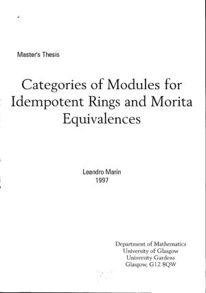 Categories of Modules for Idempotent Rings and Morita Equivalences
