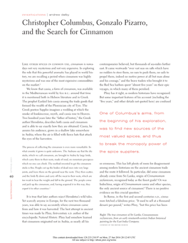 Christopher Columbus, Gonzalo Pizarro, and the Search for Cinnamon