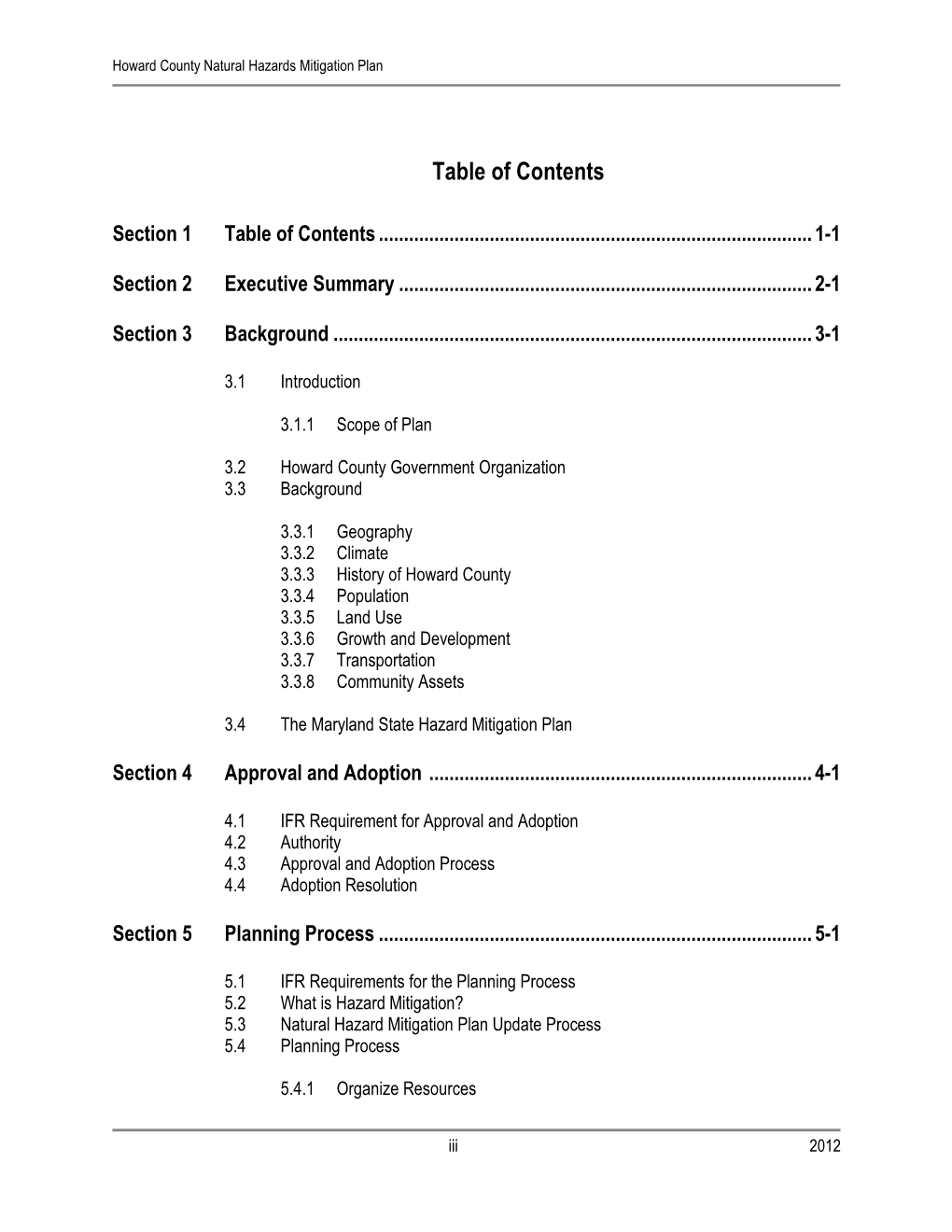 Table of Contents