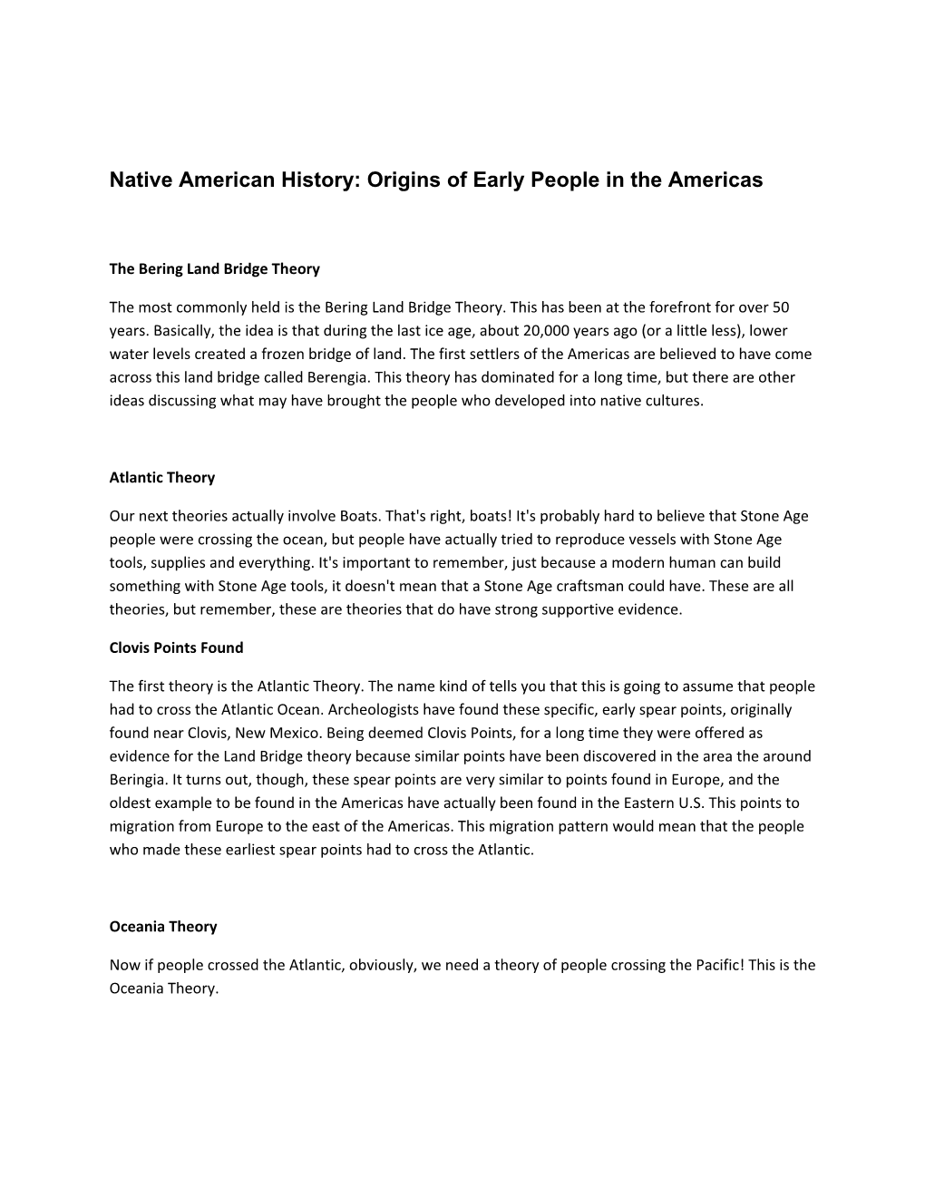 Native American History: Origins of Early People in the Americas