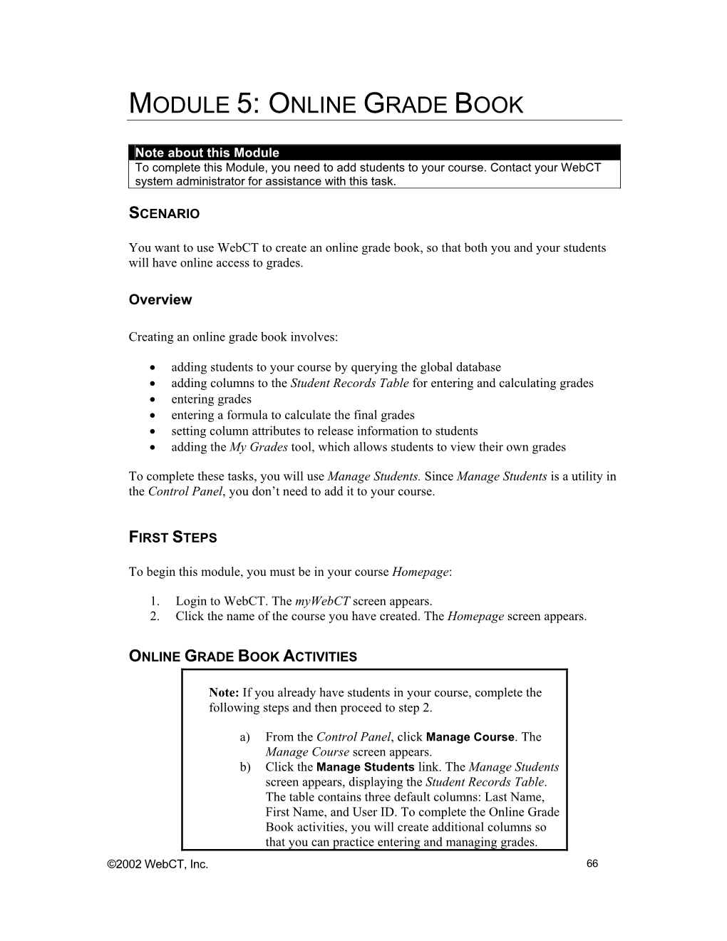 Module 5: Online Grade Book