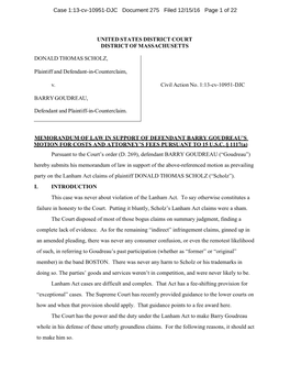 Case 1:13-Cv-10951-DJC Document 275 Filed 12/15/16 Page 1 of 22