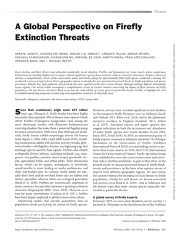 A Global Perspective on Firefly Extinction Threats