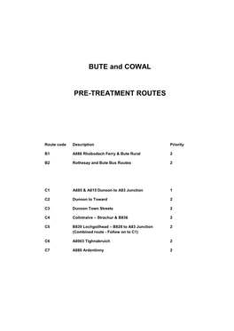 BUTE and COWAL PRE-TREATMENT ROUTES