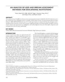 An Analysis of Leed and Breeam Assessment Methods for Educational Institutions