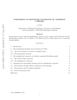 Comparison of Secondary Invariants of Algebraic K-Theory 3