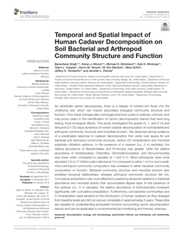 Temporal and Spatial Impact of Human Cadaver Decomposition on Soil Bacterial and Arthropod Community Structure and Function