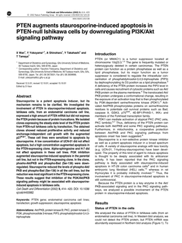 PTEN Augments Staurosporine-Induced Apoptosis in PTEN-Null Ishikawa Cells by Downregulating PI3K/Akt Signaling Pathway