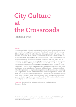 City Culture at the Crossroads
