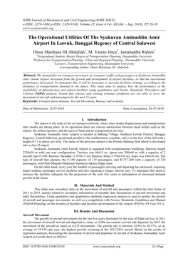 The Operational Utilities of the Syukuran Aminuddin Amir Airport in Luwuk, Banggai Regency of Central Sulawesi