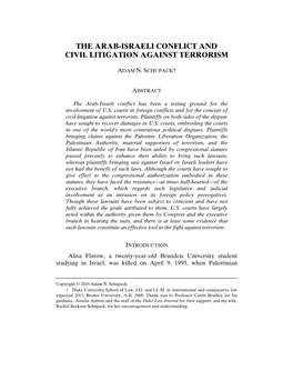 The Arab-Israeli Conflict and Civil Litigation Against Terrorism