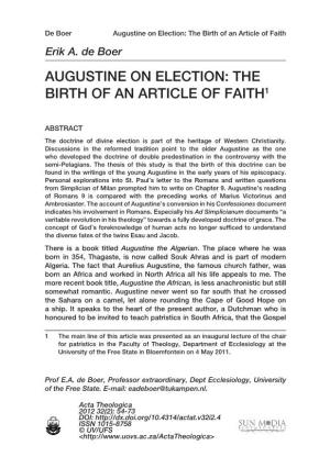 Augustine on Election: the Birth of an Article of Faith1