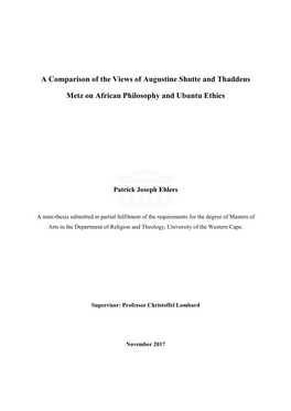 A Comparison of the Views of Augustine Shutte and Thaddeus