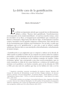La Doble Cara De La Gentrificación Entrevista a Silvio Schachter*