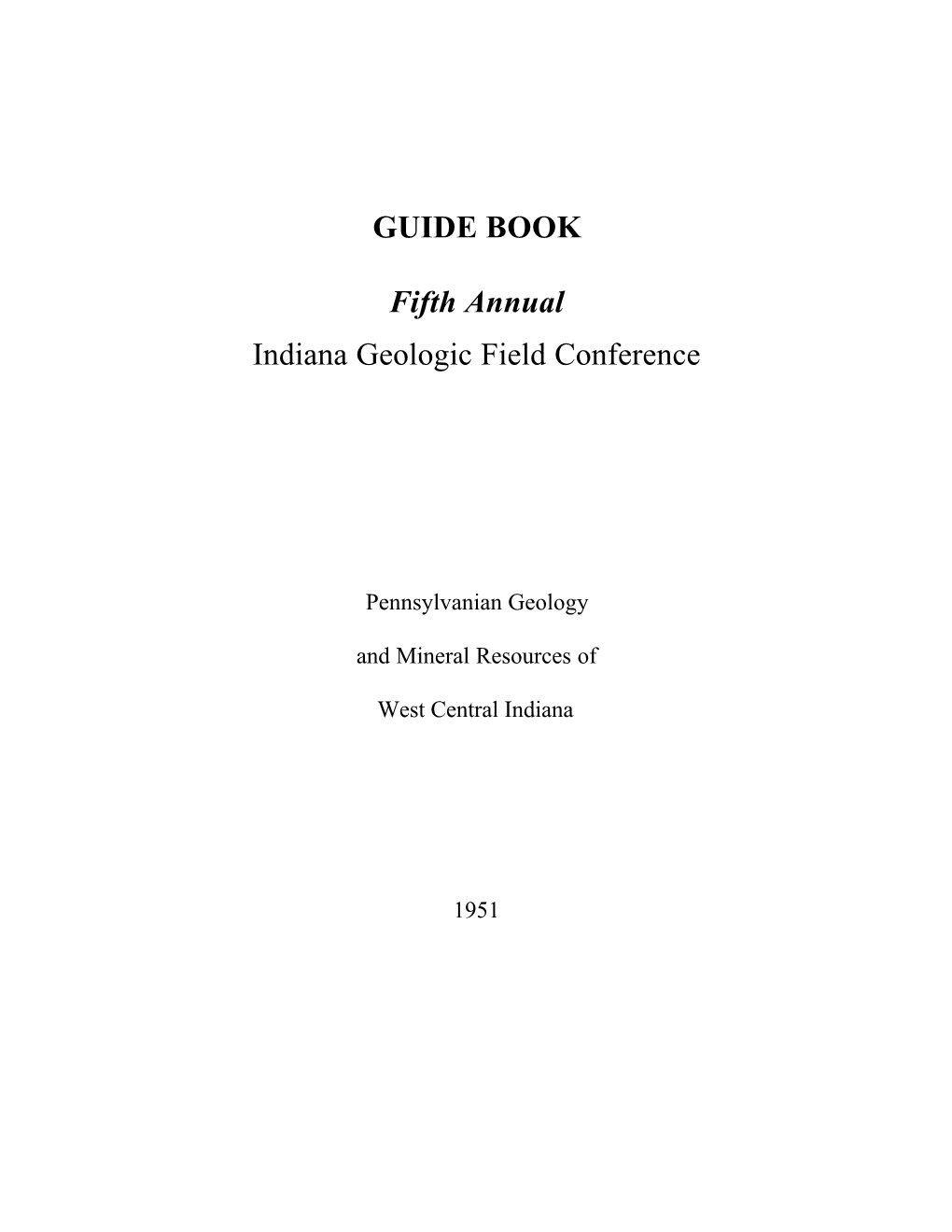 GUIDE BOOK Fifth Annual Indiana Geologic