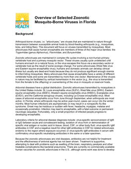 Overview of Selected Zoonotic Mosquito-Borne Viruses in Florida