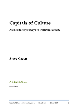 Capitals of Culture an Introductory Survey Steve Green October 2017 1