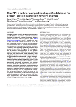 A Cellular Compartment-Specific Database for Protein–Protein Interaction Network Analysis Daniel V