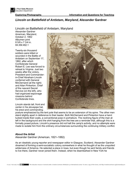 Lincoln on Battlefield of Antietam, Maryland, Alexander Gardner