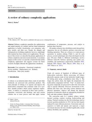 A Review of Refinery Complexity Applications