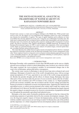 The Socio-Ecological Analytical Framework of Water Scarcity in Rafsanjan Township, Iran