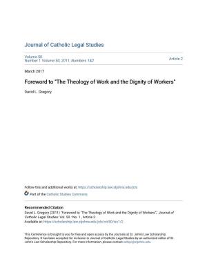 Foreword to "The Theology of Work and the Dignity of Workers"