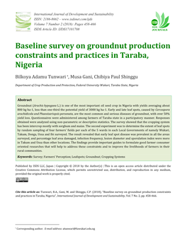 Baseline Survey on Groundnut Production Constraints and Practices in Taraba, Nigeria