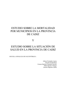 Estudio Sobre La Mortalidad Por Municipios En La Provincia De Cadiz