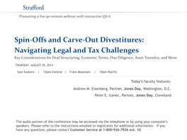 Spin-Offs and Carve-Out Divestitures: Navigating Legal and Tax Challenges