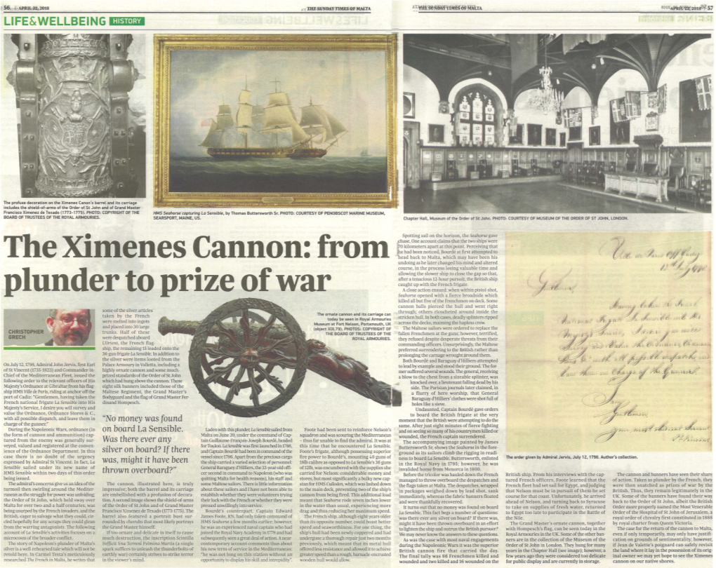 The Ximenes Cannon: from Plunder to Prize Of