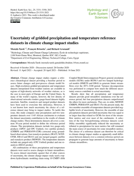 Uncertainty of Gridded Precipitation and Temperature Reference Datasets in Climate Change Impact Studies