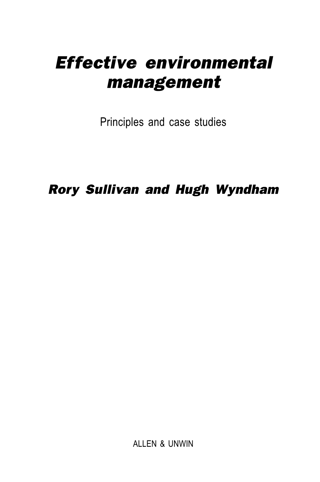 Effective Environmental Management