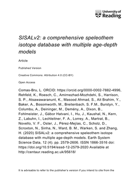 A Comprehensive Speleothem Isotope Database with Multiple Age-Depth Models