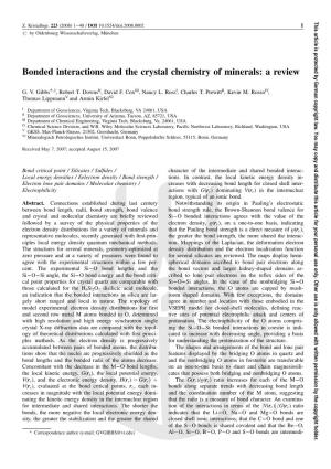 Bonded Interactions and the Crystal Chemistry of Minerals: a Review # Z