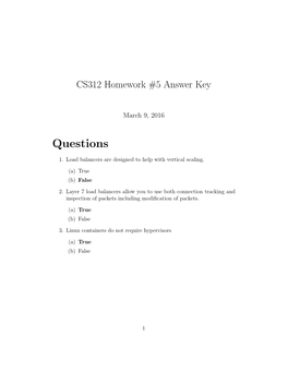 Homework #5 Answer Key