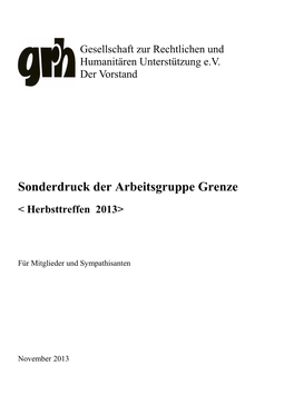 Sonderdruck Der Arbeitsgruppe Grenze