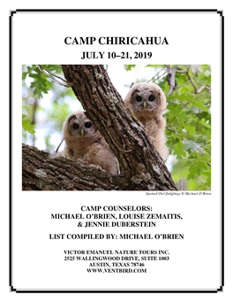 Camp Chiricahua July 10–21, 2019