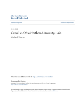 Carroll Vs. Ohio Northern University, 1964 John Carroll University