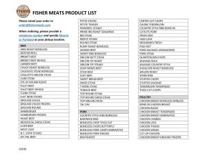 Fisher Meats Product List