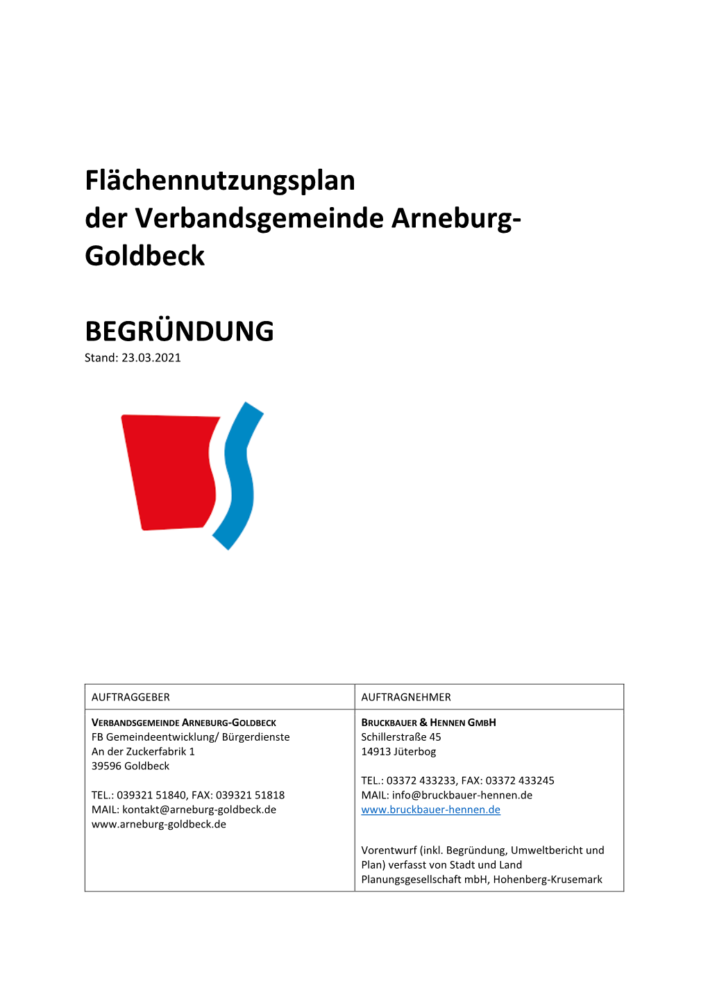 Flächennutzungsplan Der Verbandsgemeinde Arneburg- Goldbeck - DocsLib