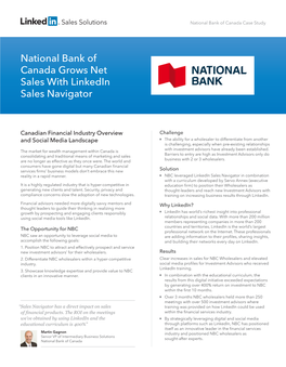National Bank of Canada Grows Net Sales with Linkedin Sales Navigator