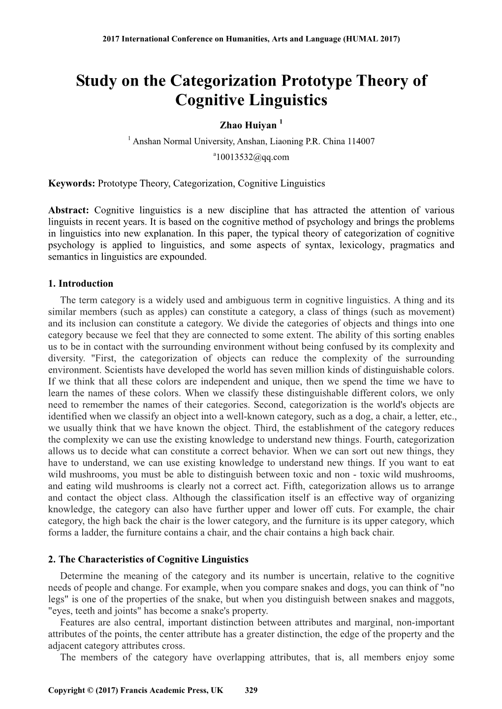 study-on-the-categorization-prototype-theory-of-cognitive-linguistics