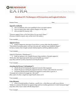 Techniques of Persuasion and Logical Fallacies