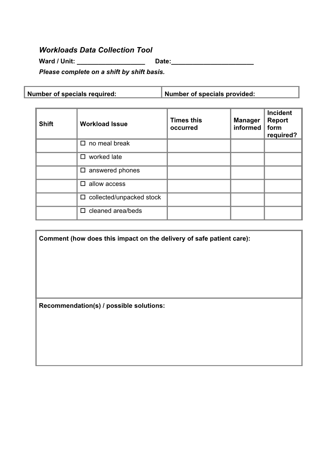 Workloads Data Collection Tool