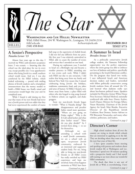 A Summer in Israel Director's Corner a Senior's Perspective